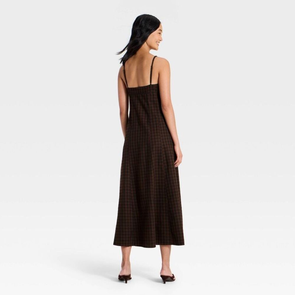 Women's Cami Gingham Maxi Dress - A New Day Black 4 - Picture 2 of 4